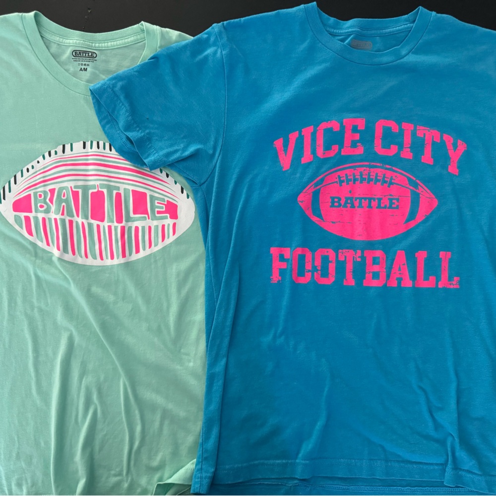 Two gently worn Battle tshirts